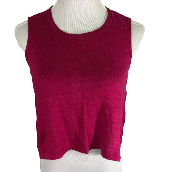A.L.C. Linen Knit Crop Top Raspberry Purple Red SIZE Medium - Picture 1 of 5